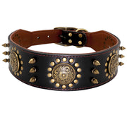 Lethear stud dog collar