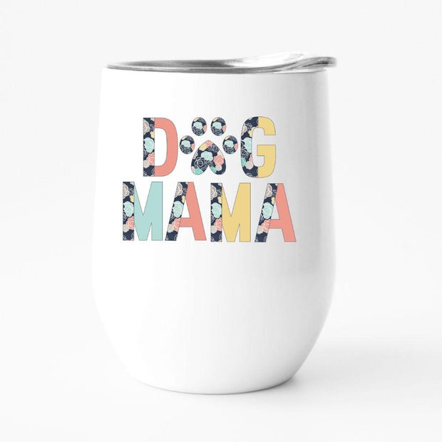 DOG MAMA floral print 12oz travel tumbler