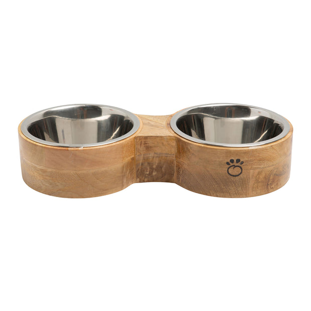 Wood & Metal Pet Feeder - Double Diner