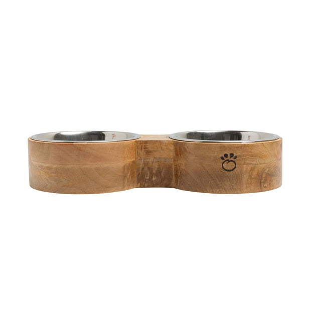 Wood & Metal Pet Feeder - Double Diner
