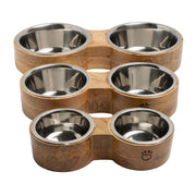 Wood & Metal Pet Feeder - Double Diner