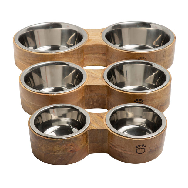 Wood & Metal Pet Feeder - Double Diner