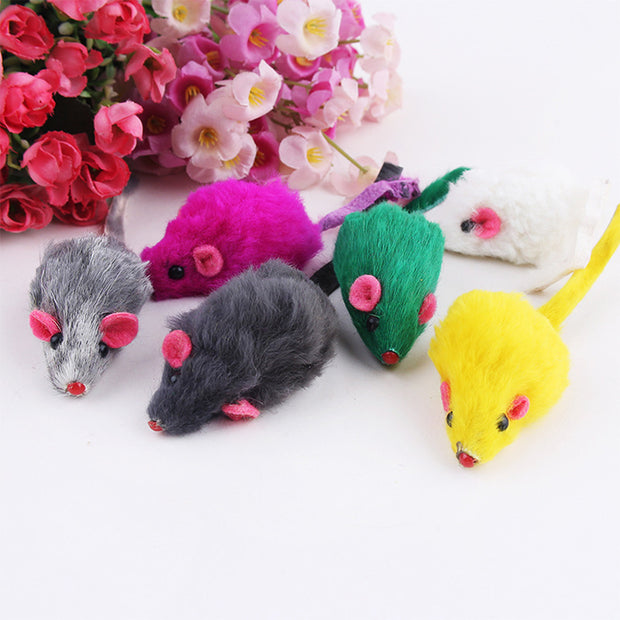 10 Pcs Plush Mouse Cat Toys (Random Color)