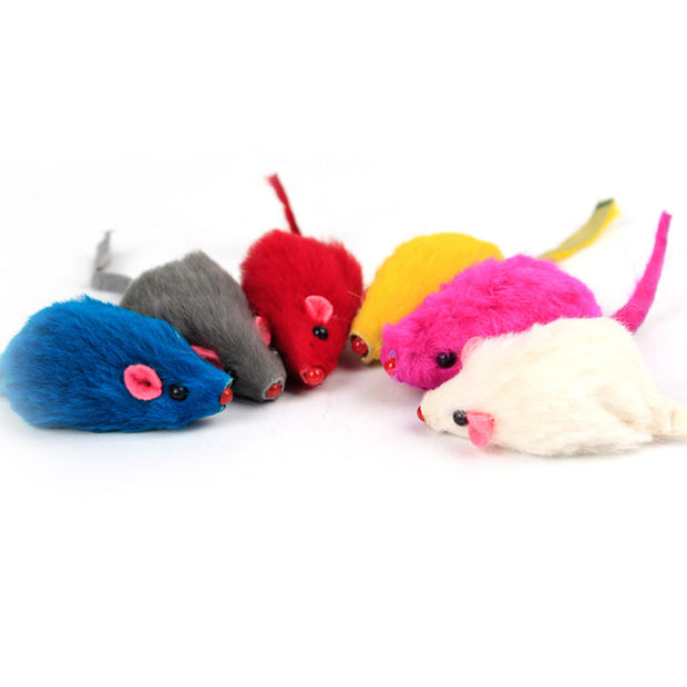 10 Pcs Plush Mouse Cat Toys (Random Color)