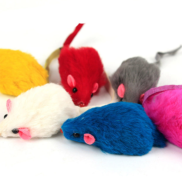 10 Pcs Plush Mouse Cat Toys (Random Color)